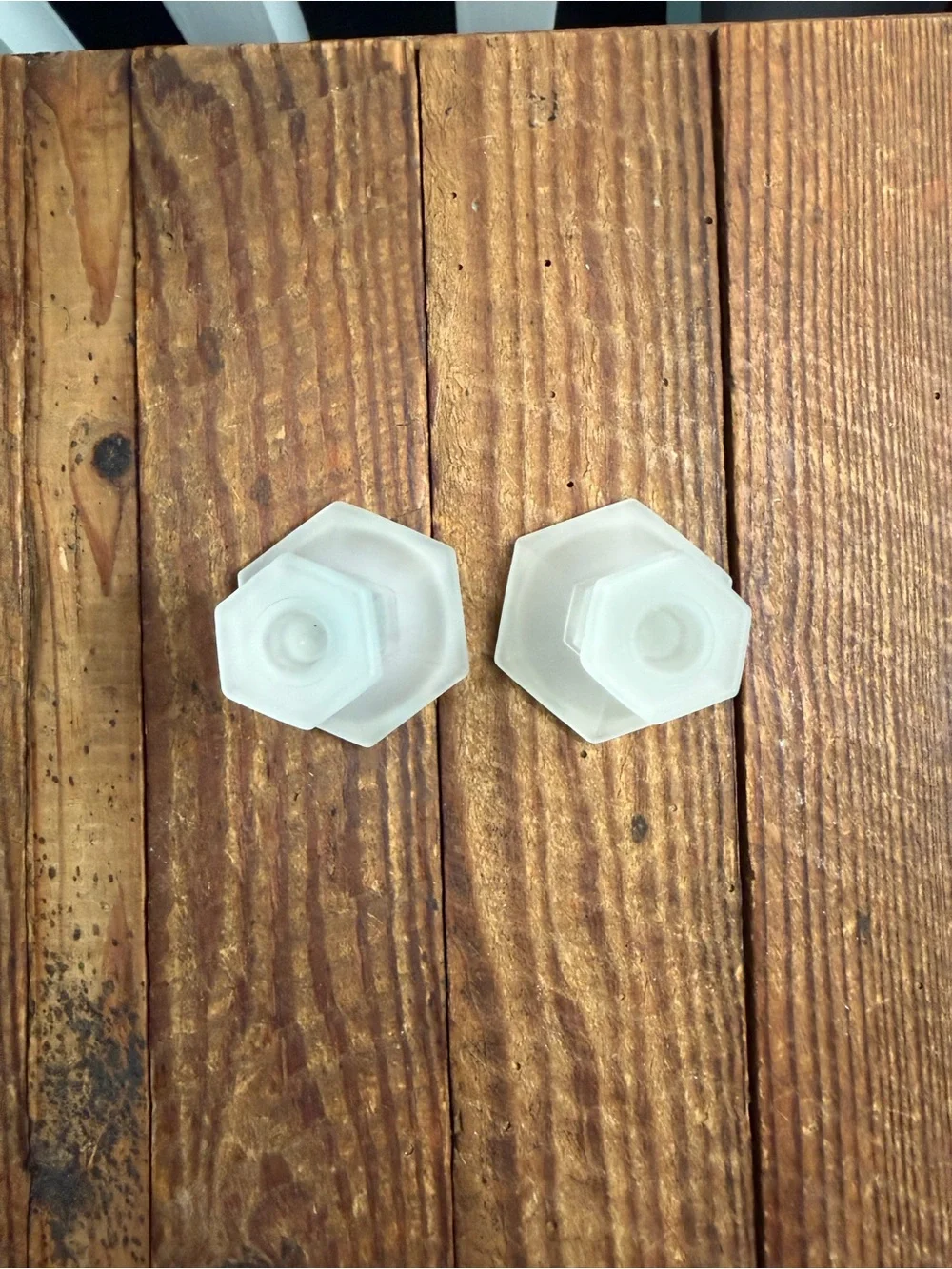 Small Frosted Glass Candlestick Pair